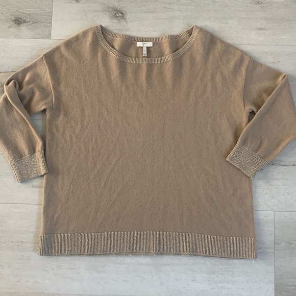 Joie wool cashmere sweater round neck neutral shimmer size M winter classic - Picture 1 of 7